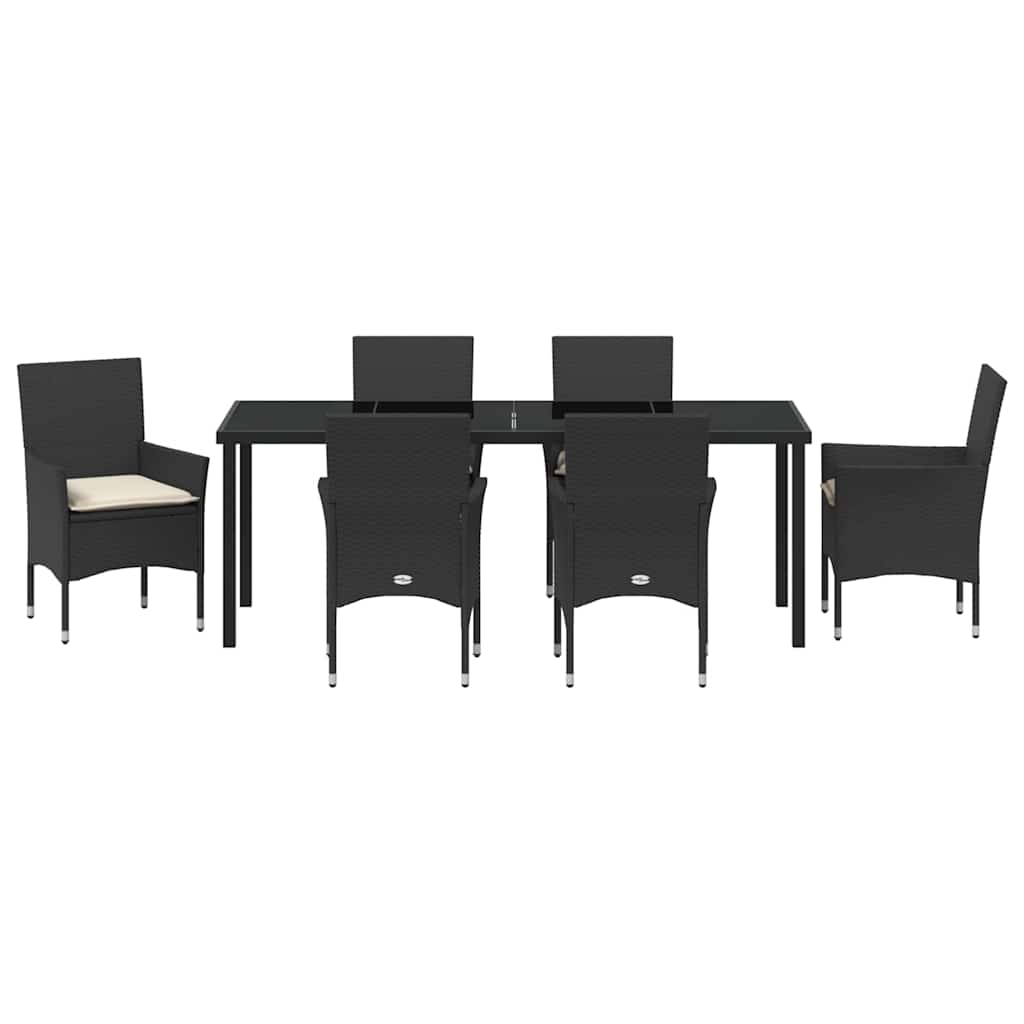 Have Spisebordssæt 7 stk. Sort polyrattan