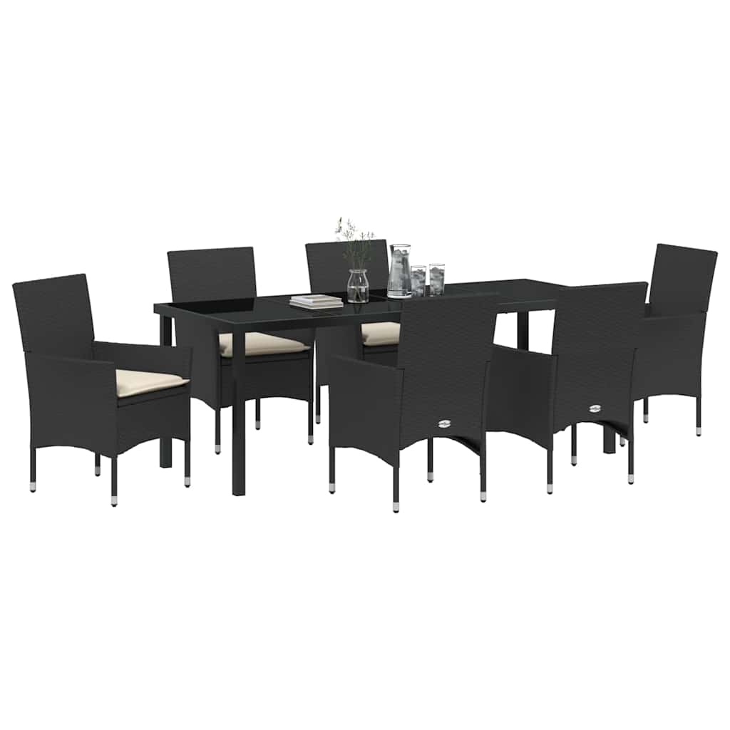Have Spisebordssæt 7 stk. Sort polyrattan