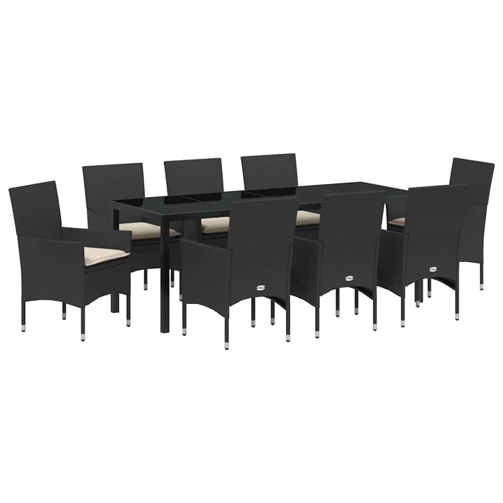 Have Spisebordssæt 9 stk. Sort polyrattan