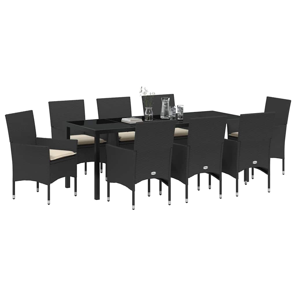 Have Spisebordssæt 9 stk. Sort polyrattan