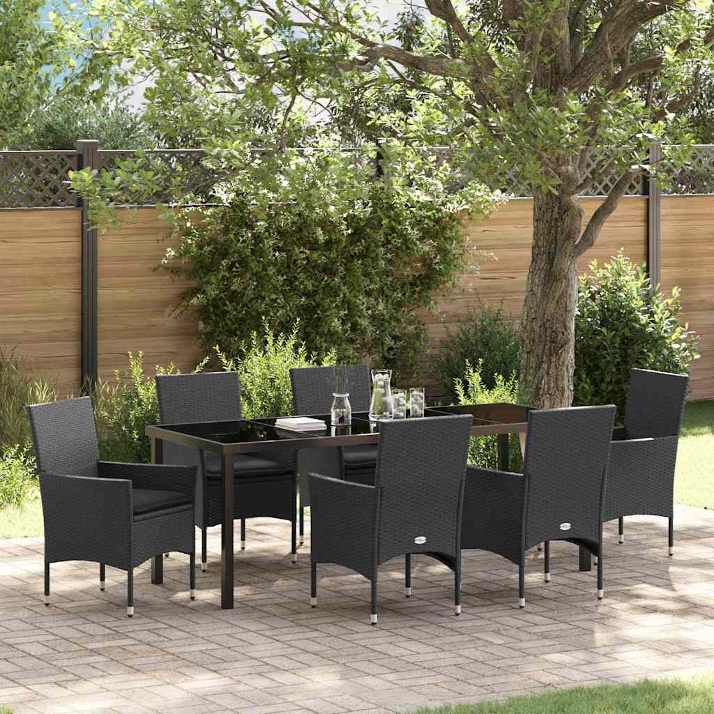 Have Spisebordssæt 7 stk. Sort polyrattan