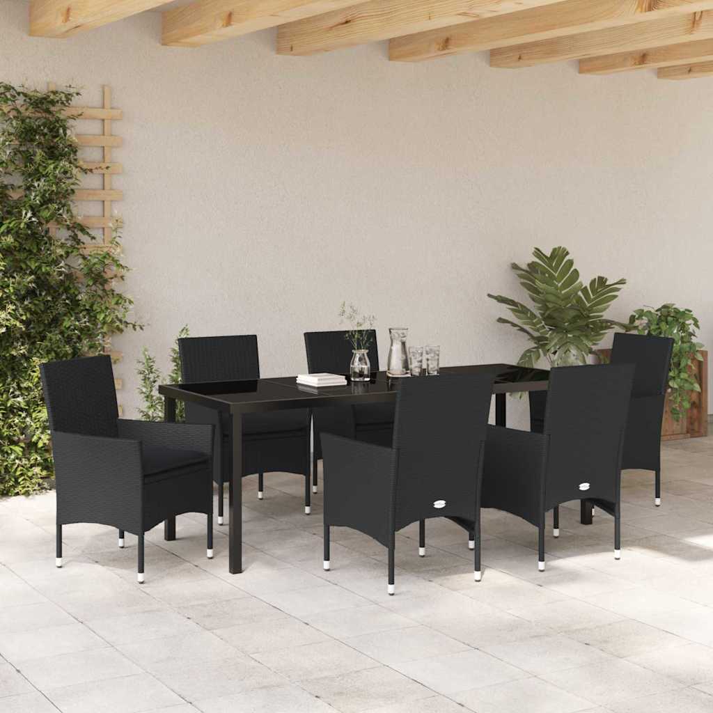 Have Spisebordssæt 7 stk. Sort polyrattan