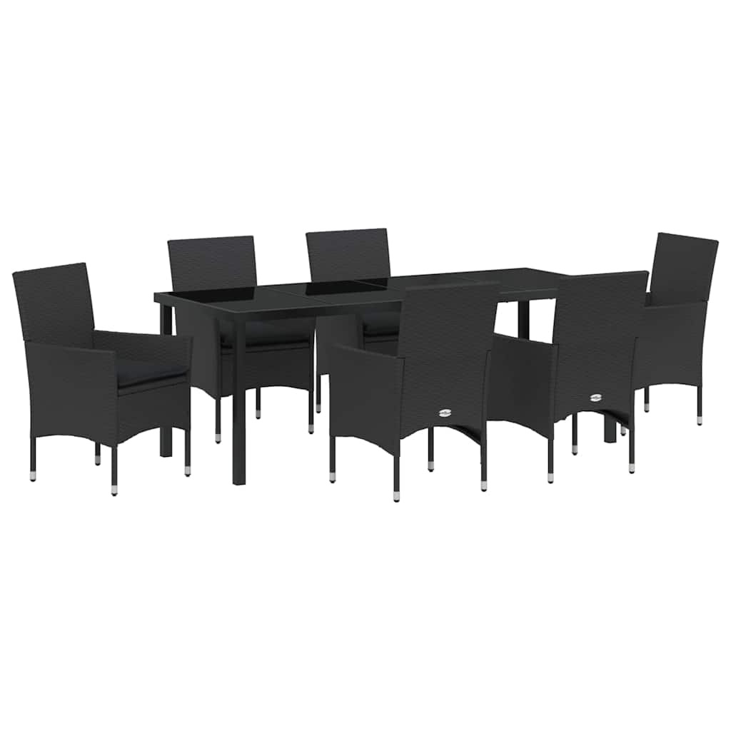 Have Spisebordssæt 7 stk. Sort polyrattan