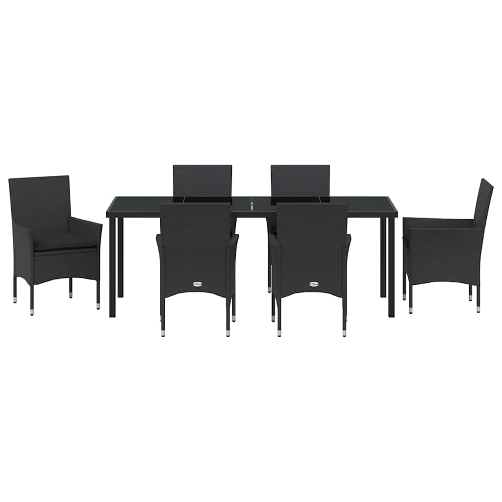 Have Spisebordssæt 7 stk. Sort polyrattan