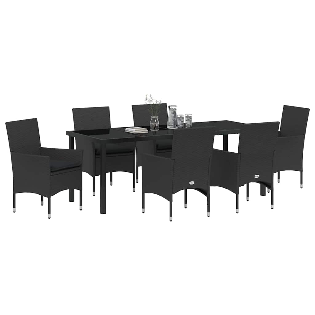 Have Spisebordssæt 7 stk. Sort polyrattan
