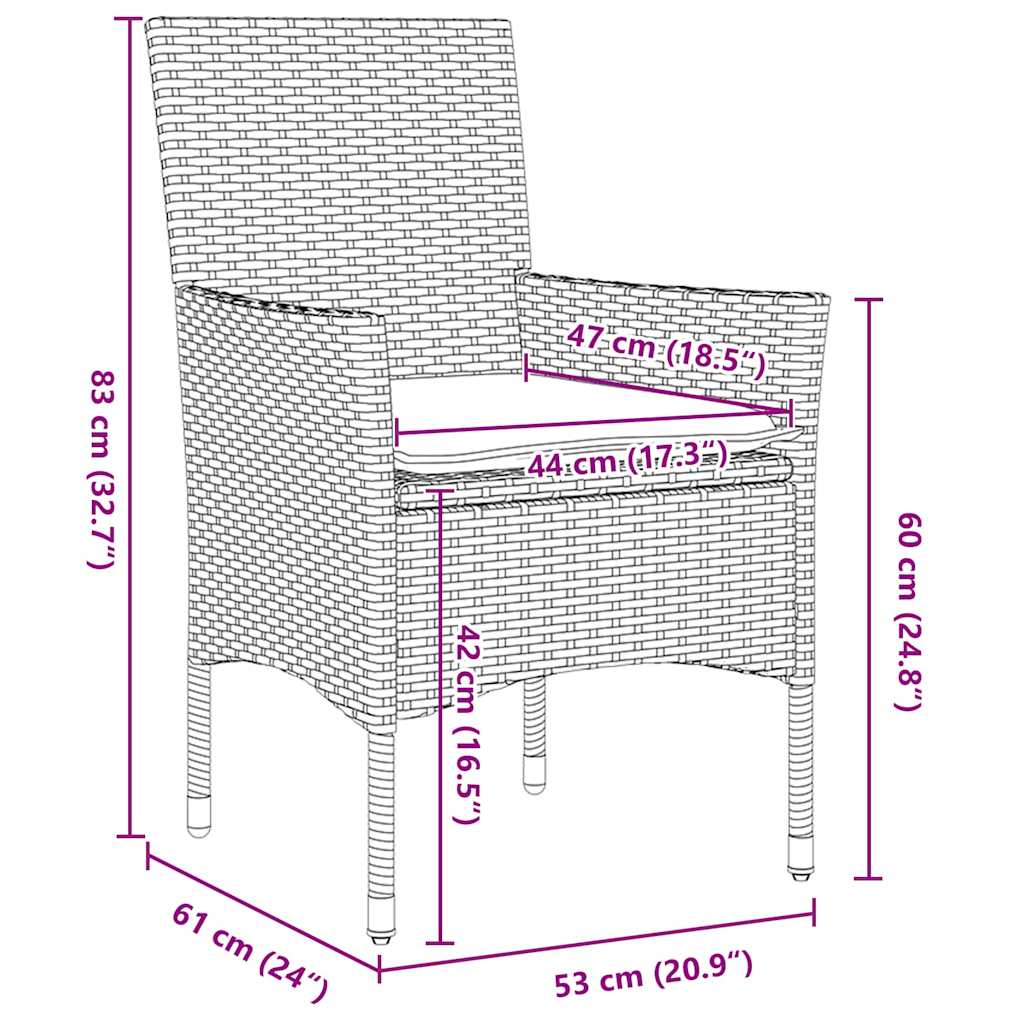 Have Spisebordssæt 7 stk. Sort polyrattan