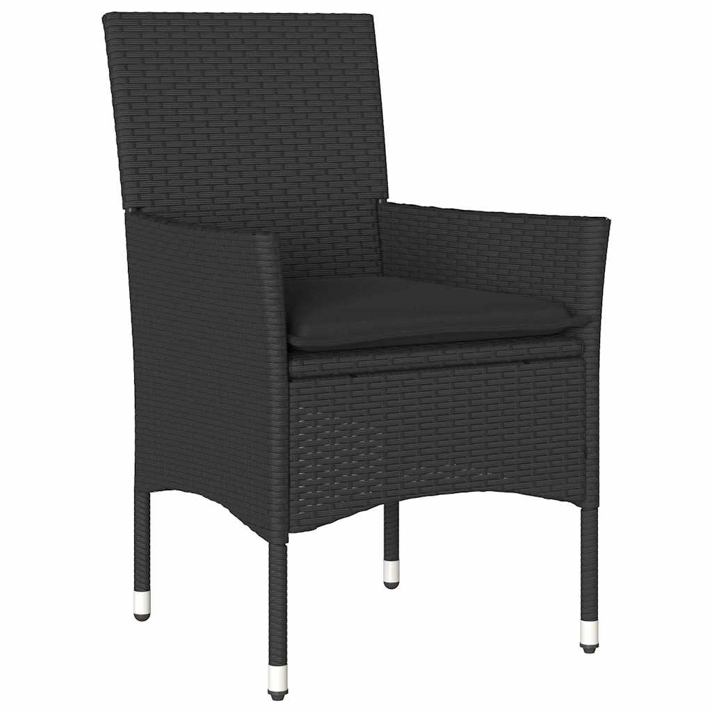Have Spisebordssæt 9 stk. Sort polyrattan