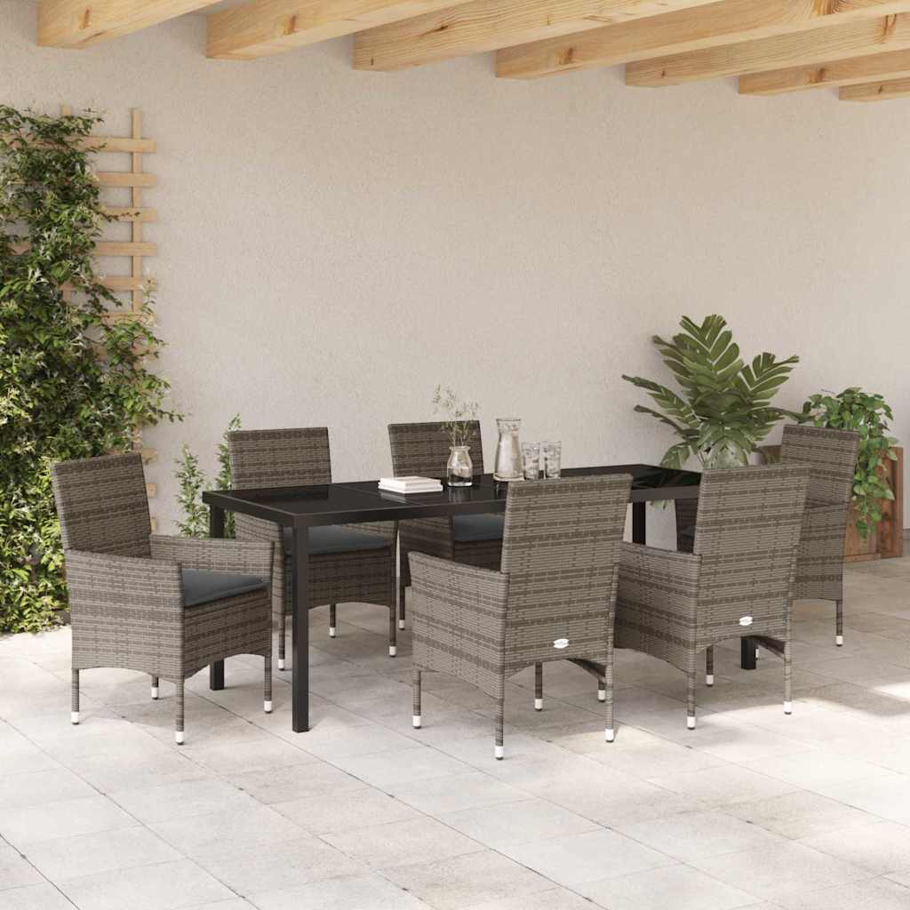 Have Spisebordssæt 7 stk. Grå polyrattan