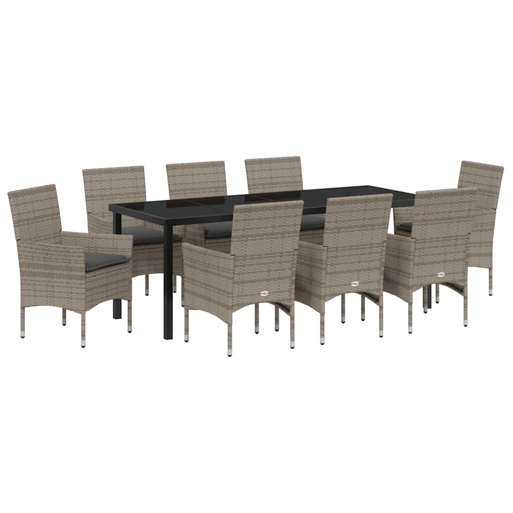 Have Spisebordssæt 9 stk. Grå polyrattan