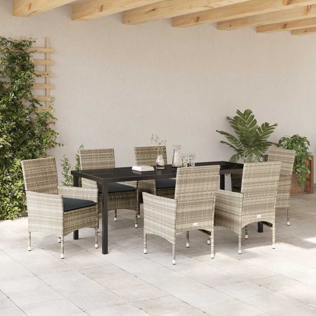 Have Spisebordssæt 7 stk. Lysegrå polyrattan