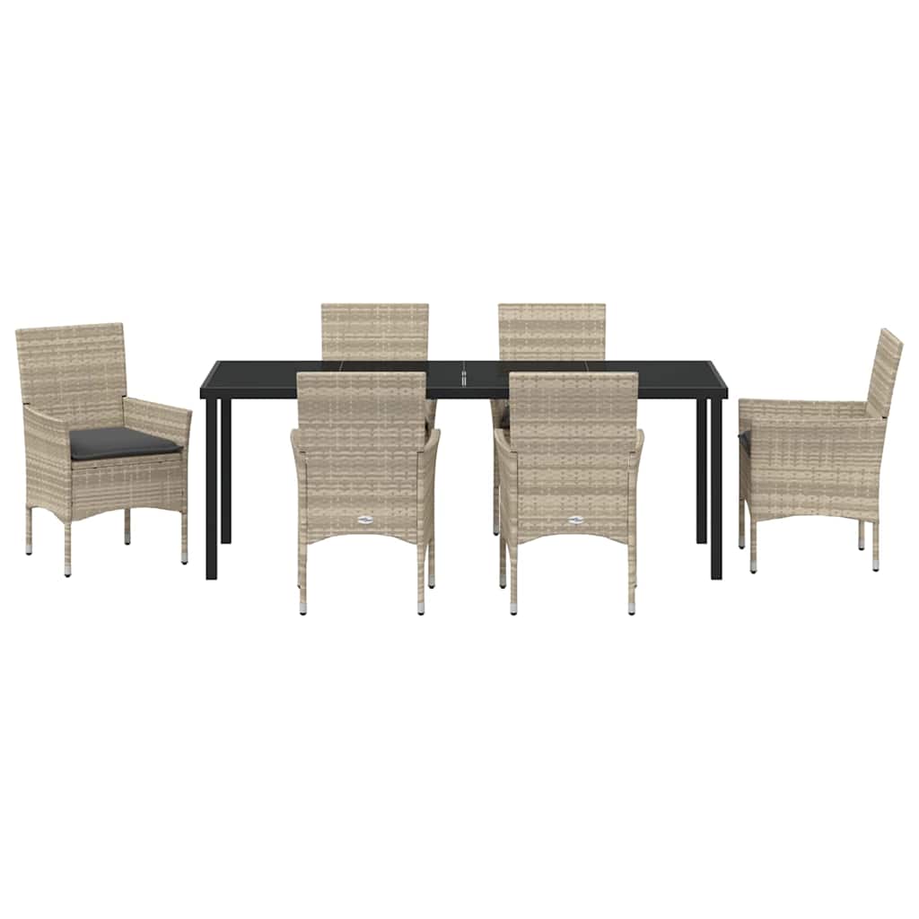 Have Spisebordssæt 7 stk. Lysegrå polyrattan