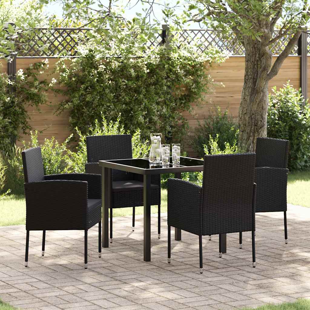 Have Spisebordssæt 5 stk. Sort polyrattan