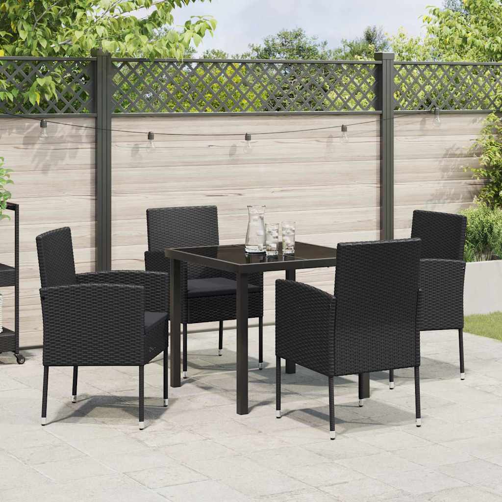 Have Spisebordssæt 5 stk. Sort polyrattan