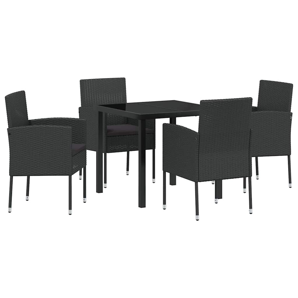 Have Spisebordssæt 5 stk. Sort polyrattan