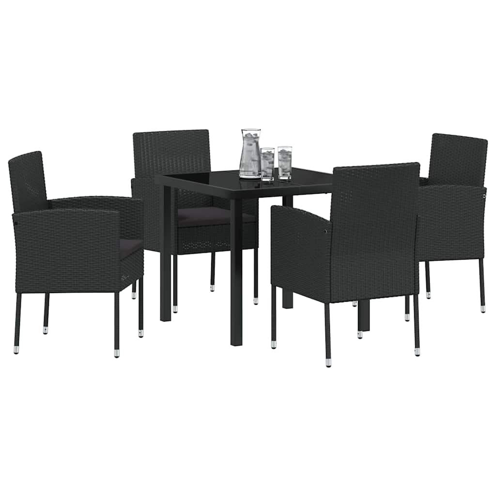 Have Spisebordssæt 5 stk. Sort polyrattan