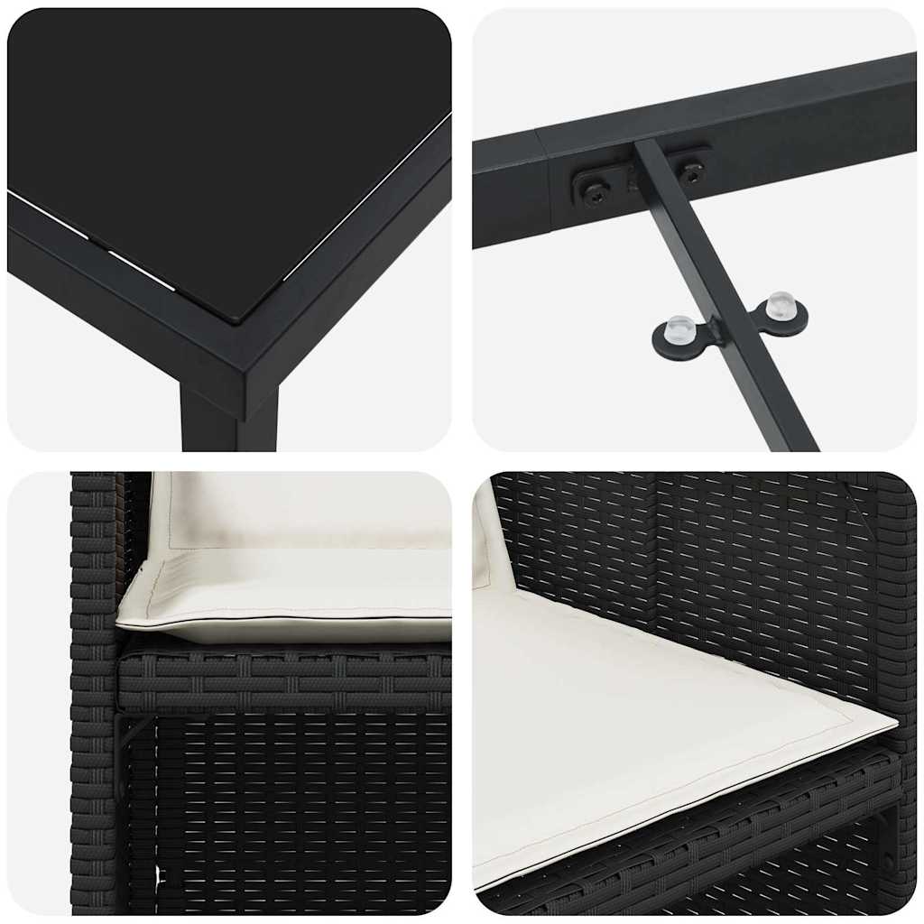 Have Spisebordssæt 9 stk. Sort polyrattan