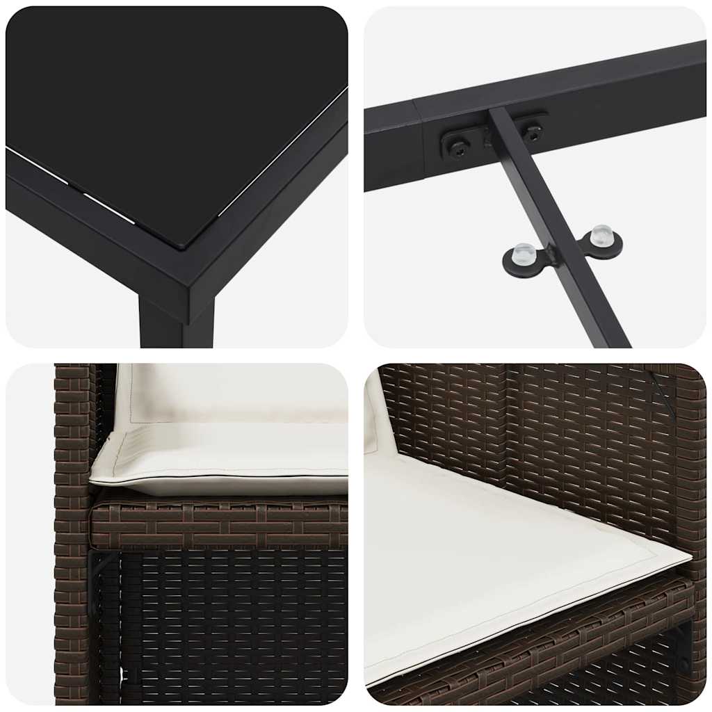 Have Spisebordssæt 9 stk. Brun polyrattan