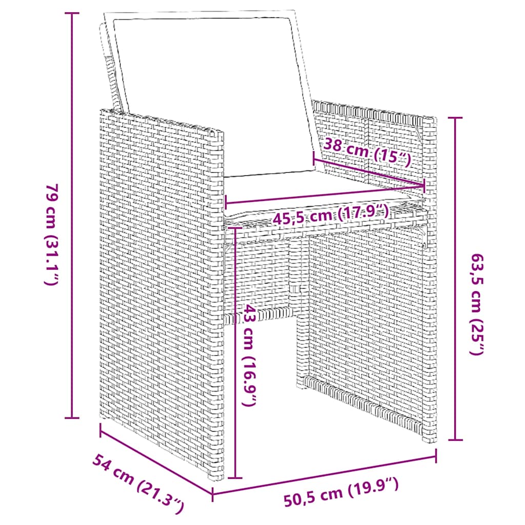 Have Spisebordssæt 9 stk. Brun polyrattan