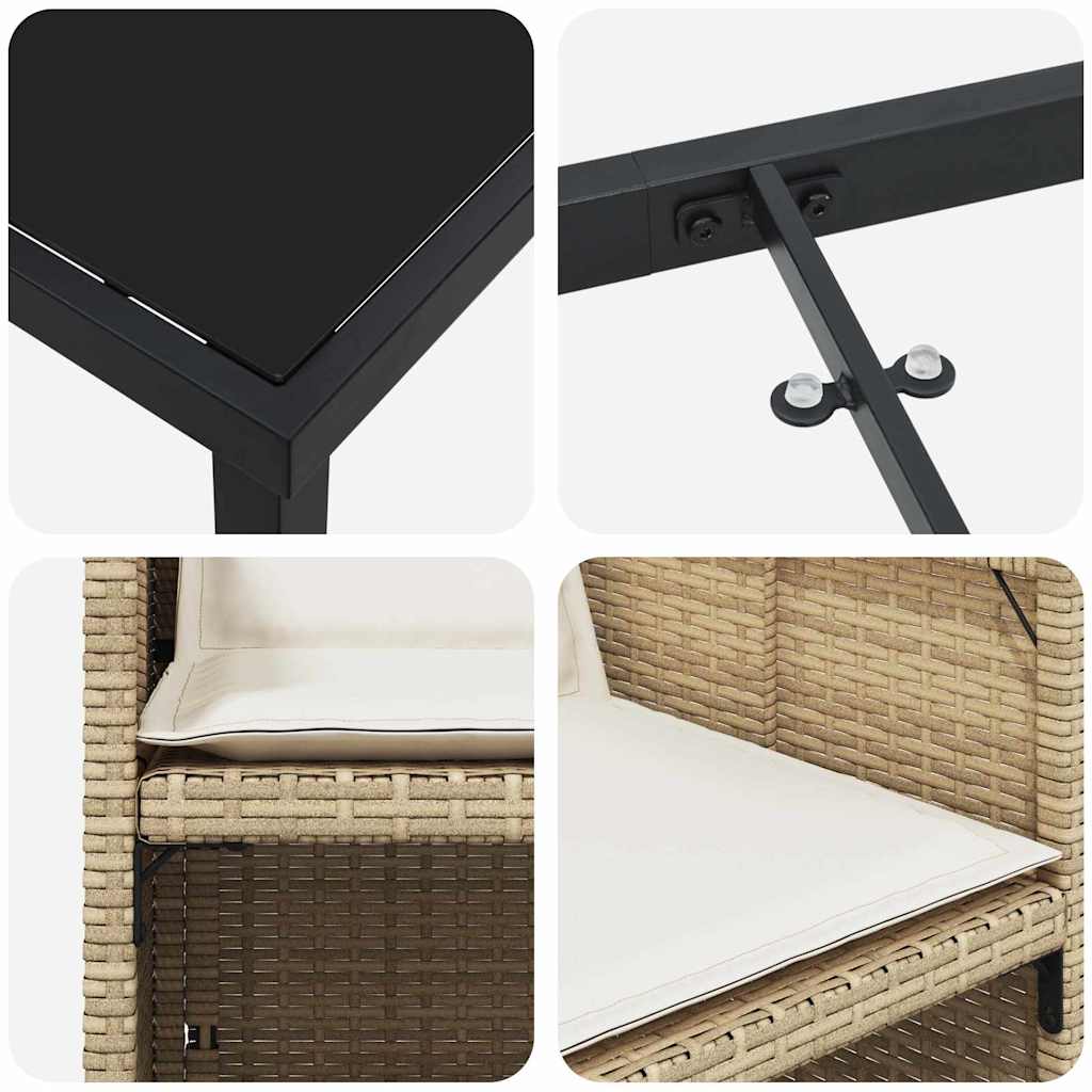 Have Spisebordssæt 9 stk. Beige polyrattan