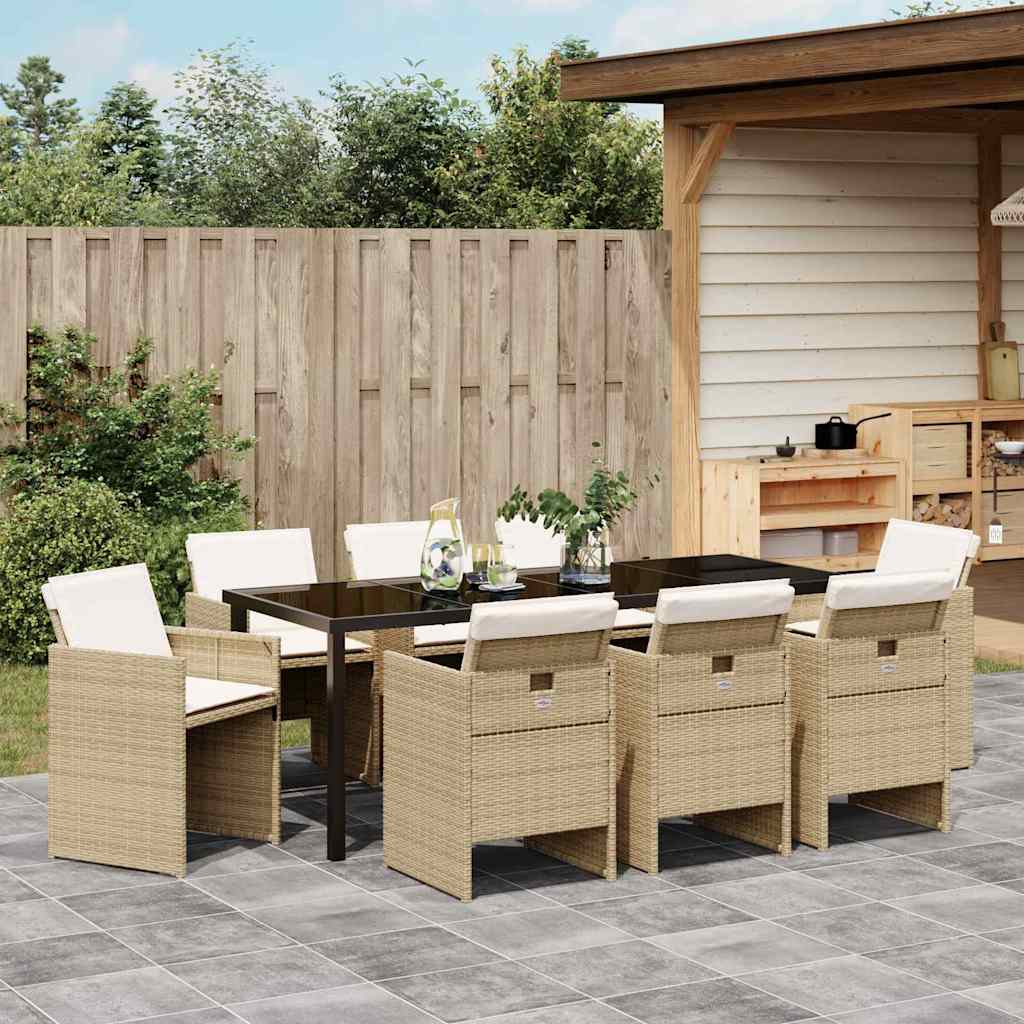 Have Spisebordssæt 9 stk. Beige polyrattan