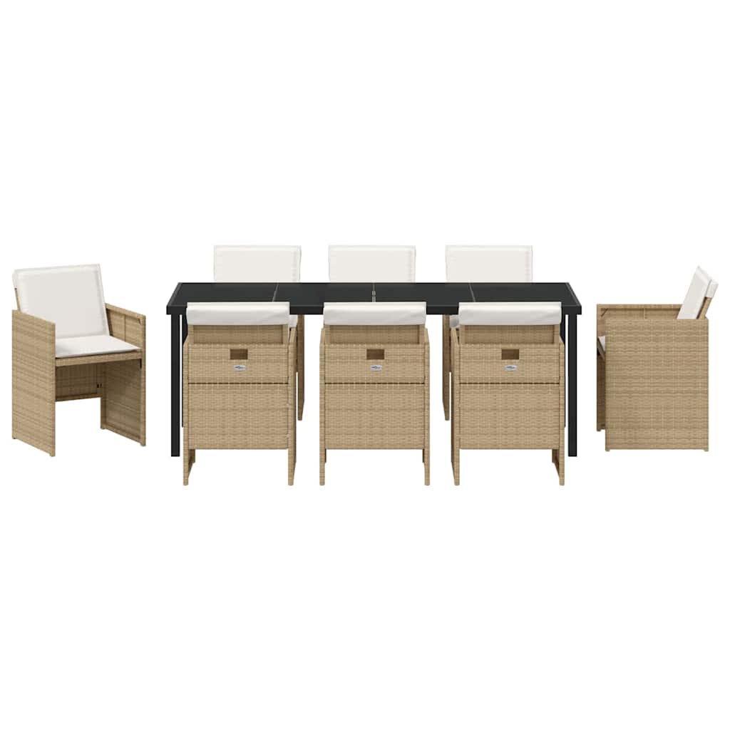 Have Spisebordssæt 9 stk. Beige polyrattan