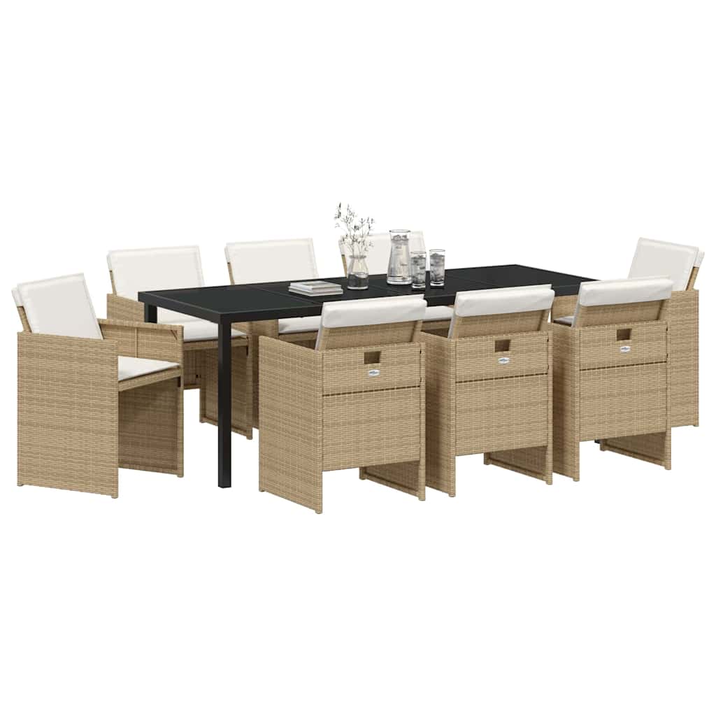Have Spisebordssæt 9 stk. Beige polyrattan