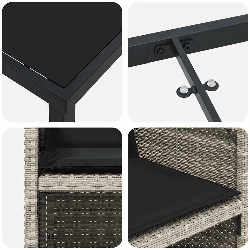 Have Spisebordssæt 9 stk. Lysegrå polyrattan