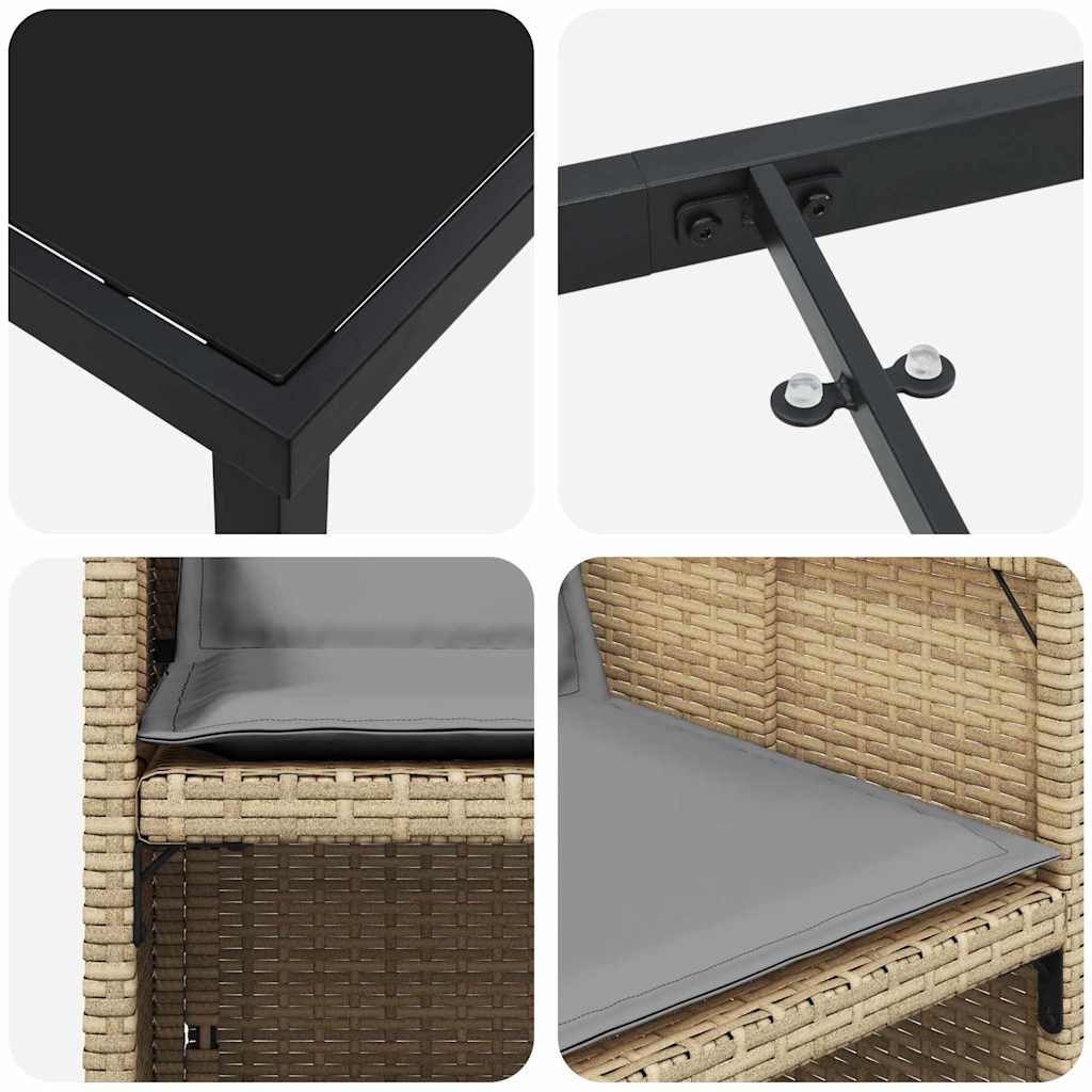 Have Spisebordssæt 9 stk. Beige polyrattan