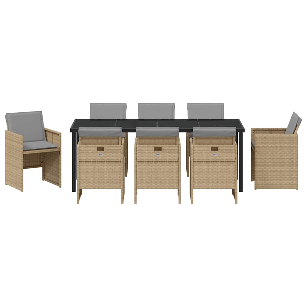Have Spisebordssæt 9 stk. Beige polyrattan