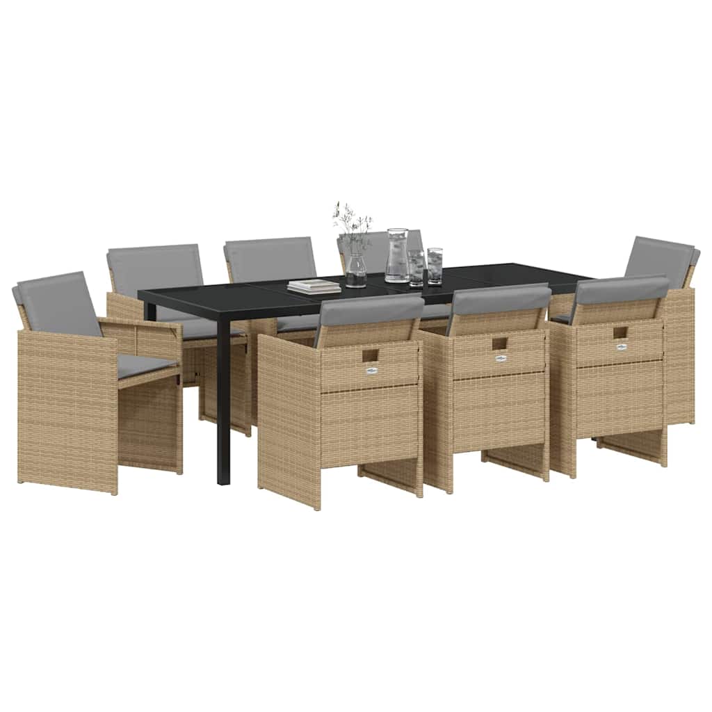 Have Spisebordssæt 9 stk. Beige polyrattan