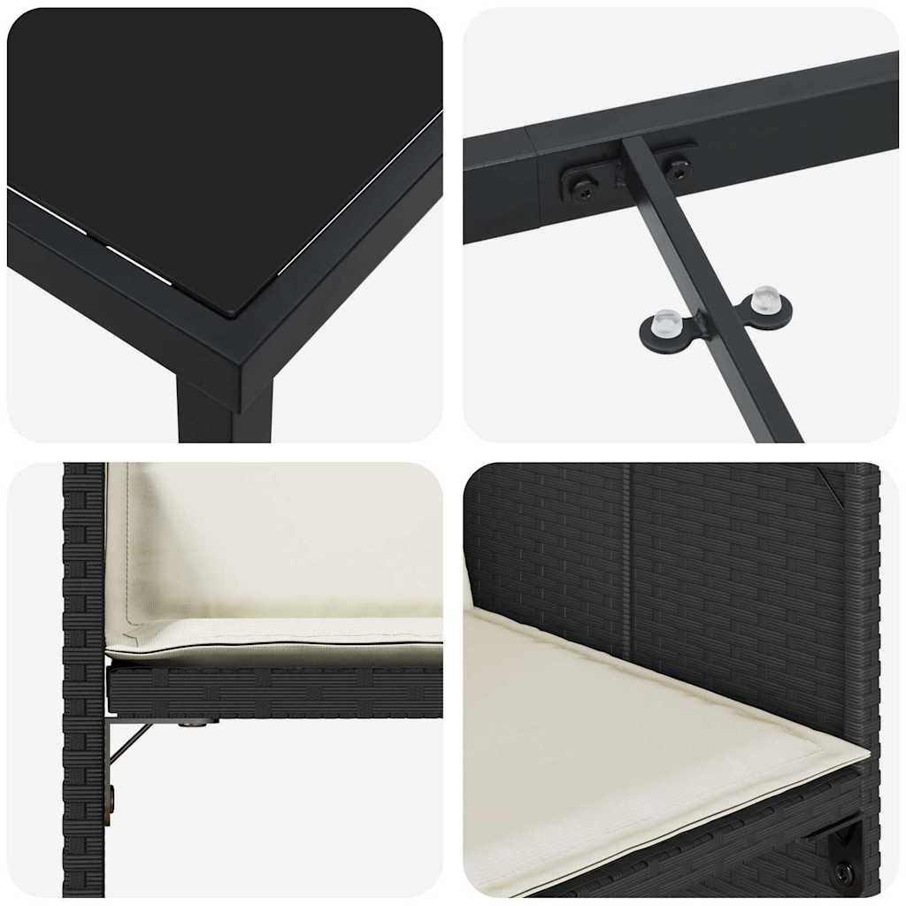 Have Spisebordssæt 9 stk. Sort polyrattan