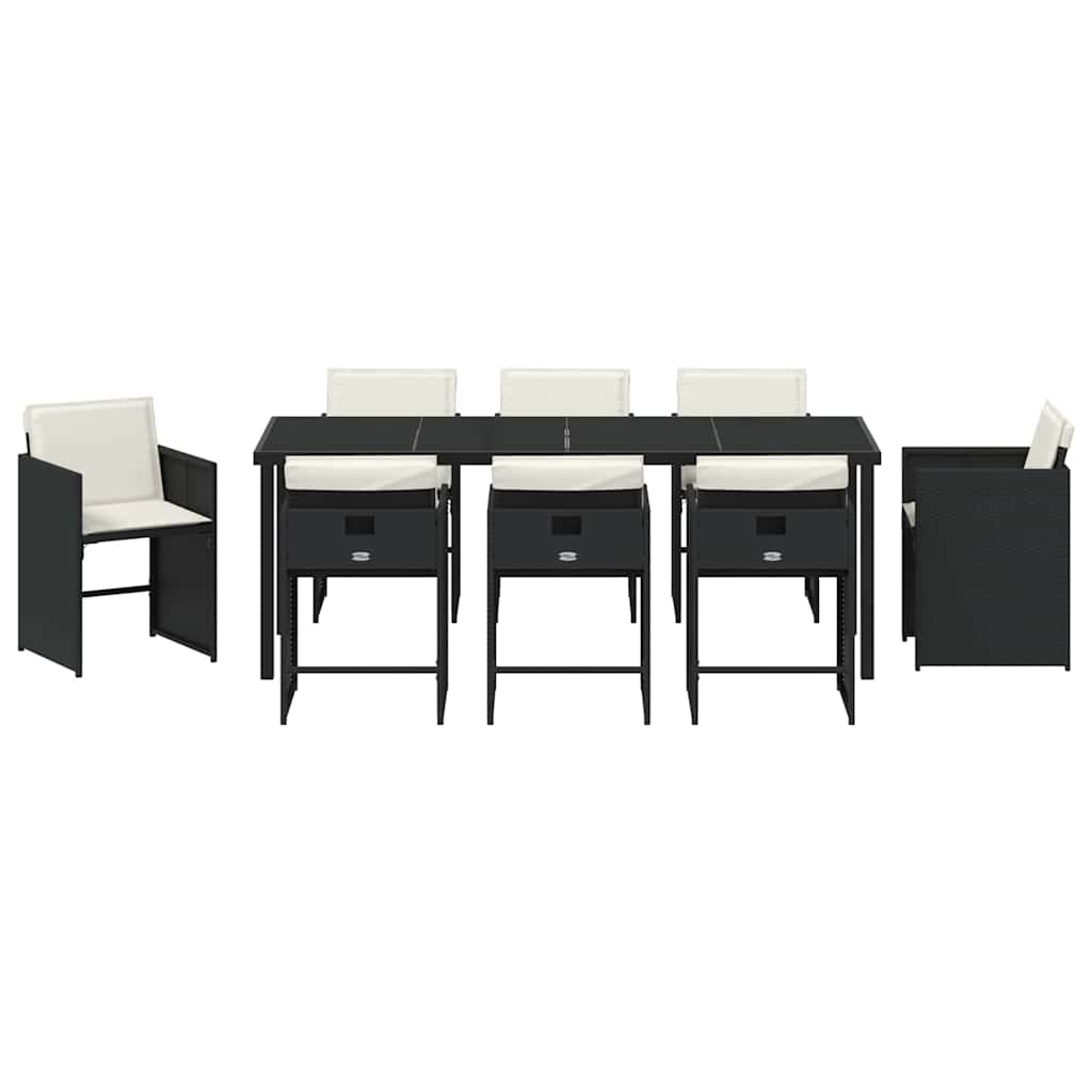 Have Spisebordssæt 9 stk. Sort polyrattan