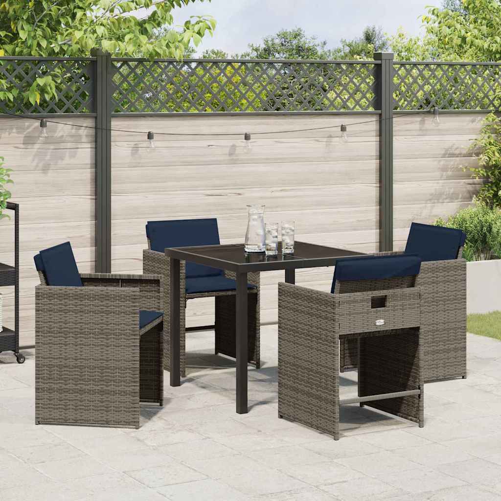 Have Spisebordssæt 5 stk. Grå polyrattan