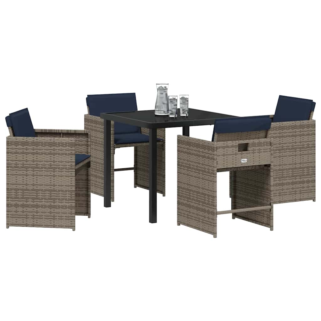 Have Spisebordssæt 5 stk. Grå polyrattan