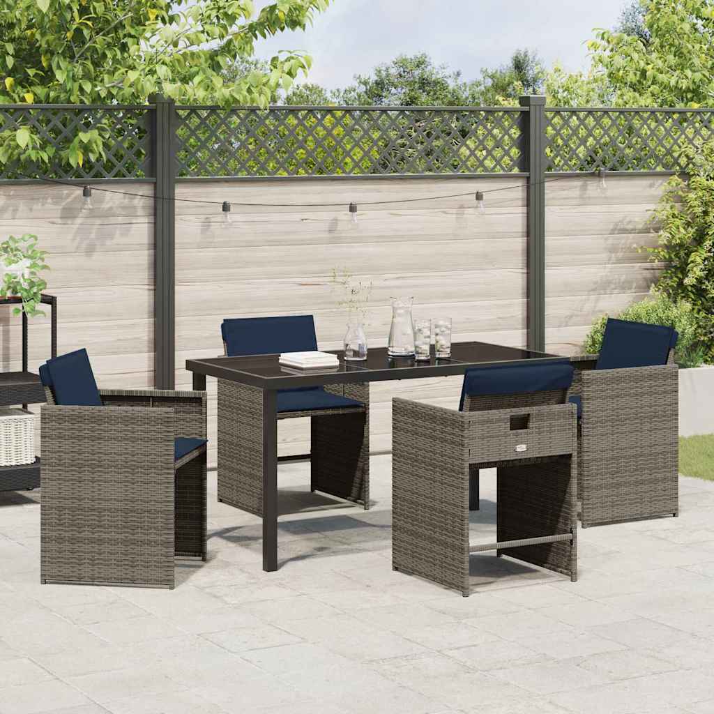 Have Spisebordssæt 5 stk. Grå polyrattan