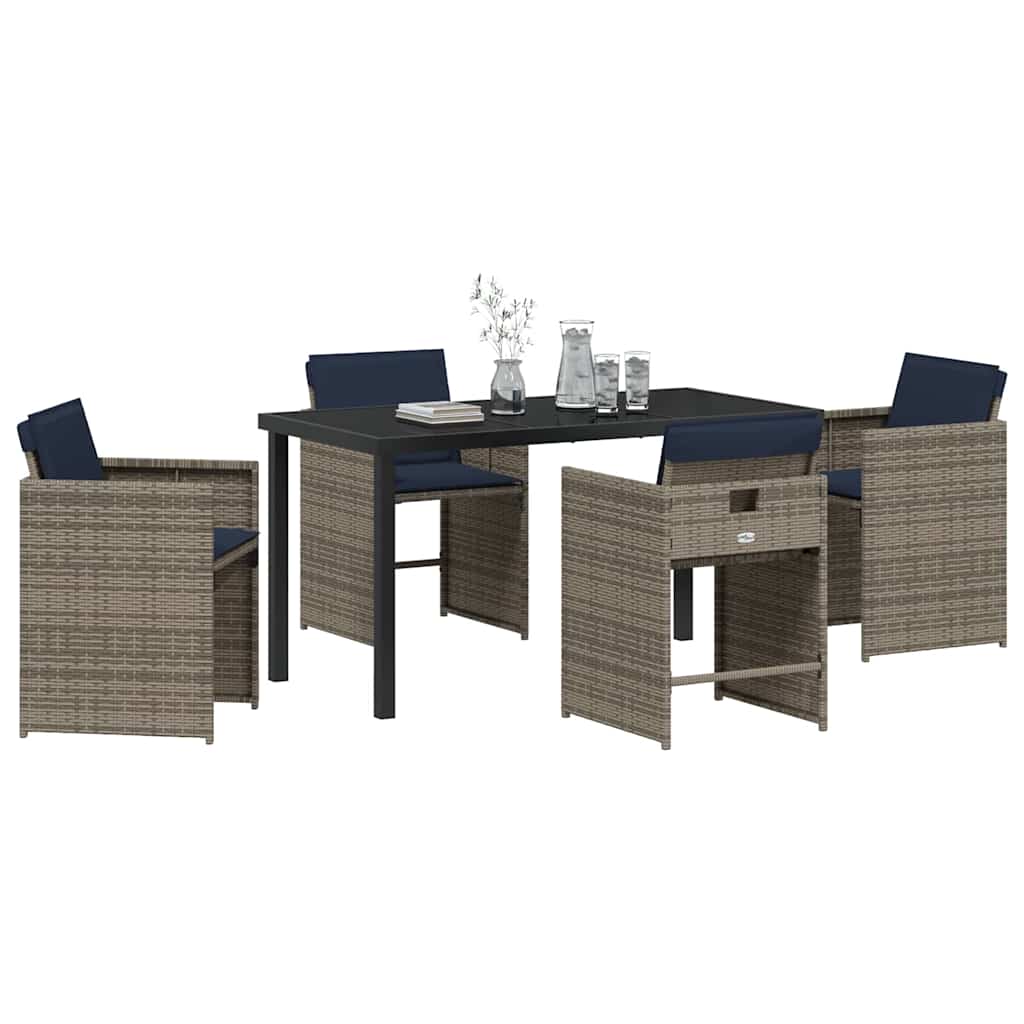 Have Spisebordssæt 5 stk. Grå polyrattan