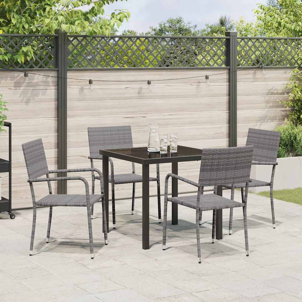Have Spisebordssæt 5 stk. Grå polyrattan