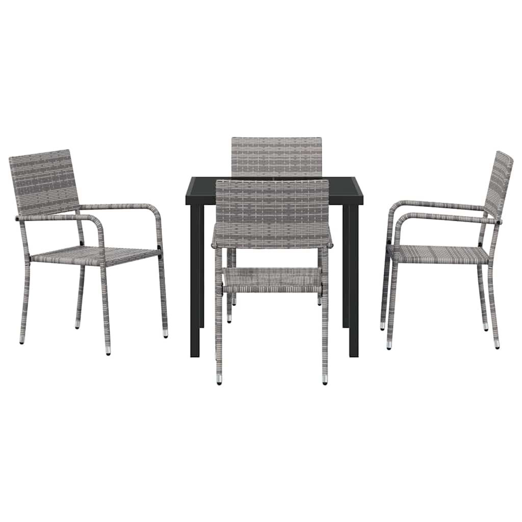 Have Spisebordssæt 5 stk. Grå polyrattan