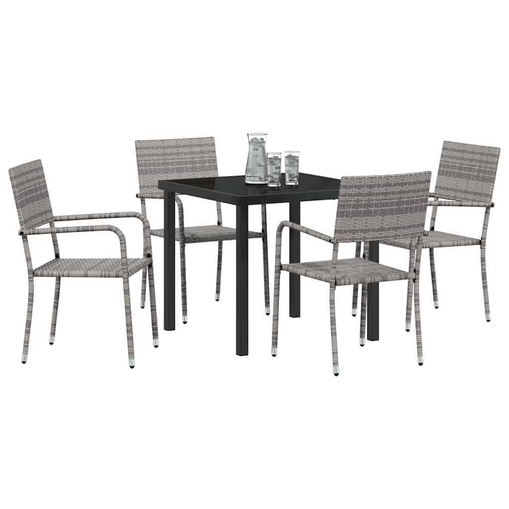 Have Spisebordssæt 5 stk. Grå polyrattan