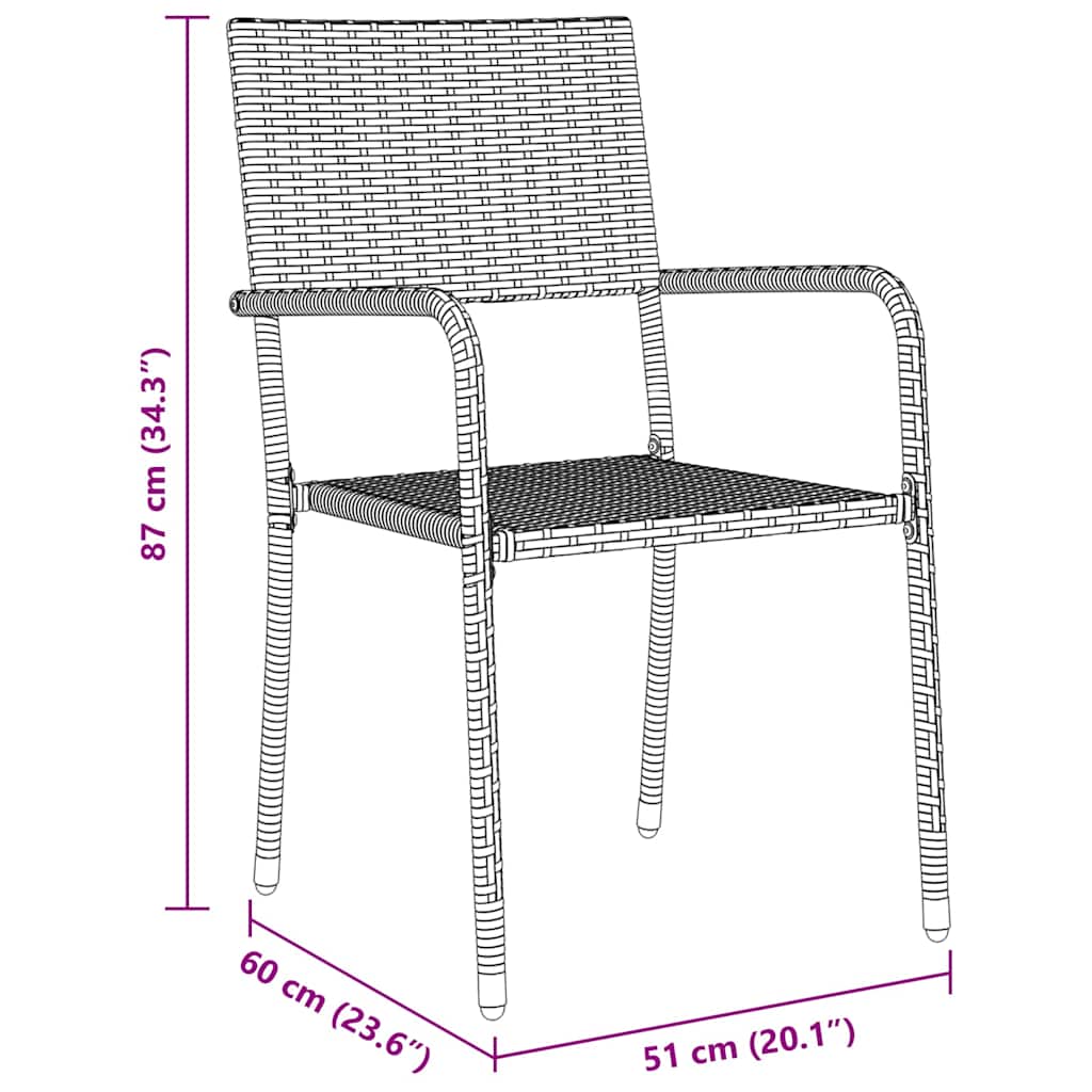 Have Spisebordssæt 5 stk. Grå polyrattan