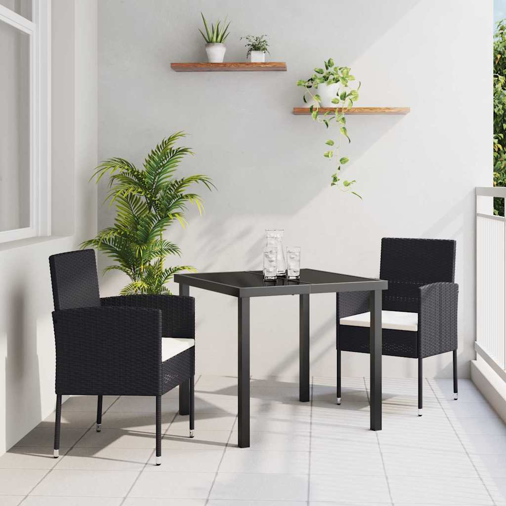 Have Spisebordssæt 3 stk. Sort polyrattan