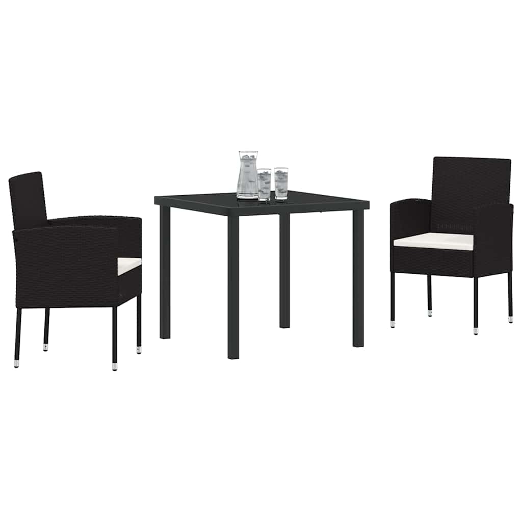 Have Spisebordssæt 3 stk. Sort polyrattan