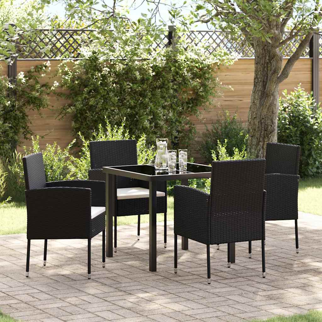Have Spisebordssæt 5 stk. Sort polyrattan