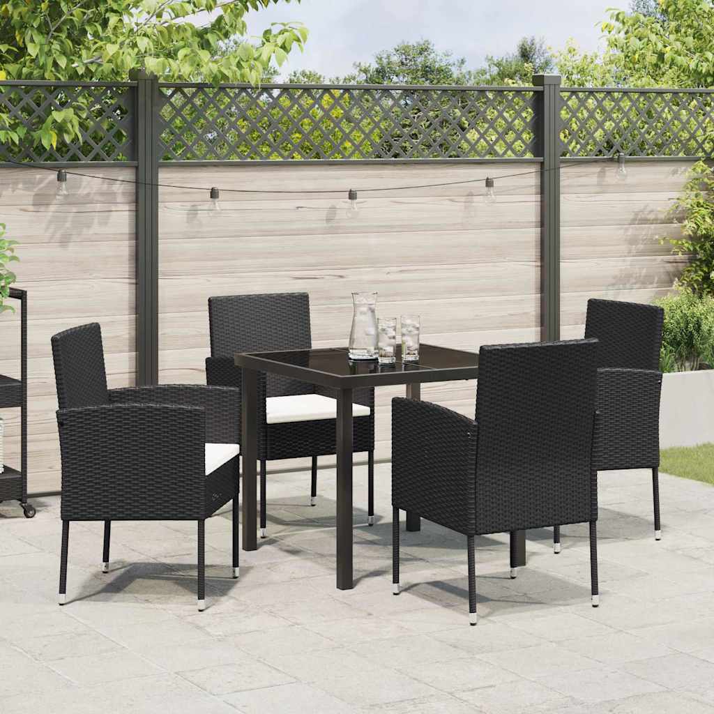 Have Spisebordssæt 5 stk. Sort polyrattan