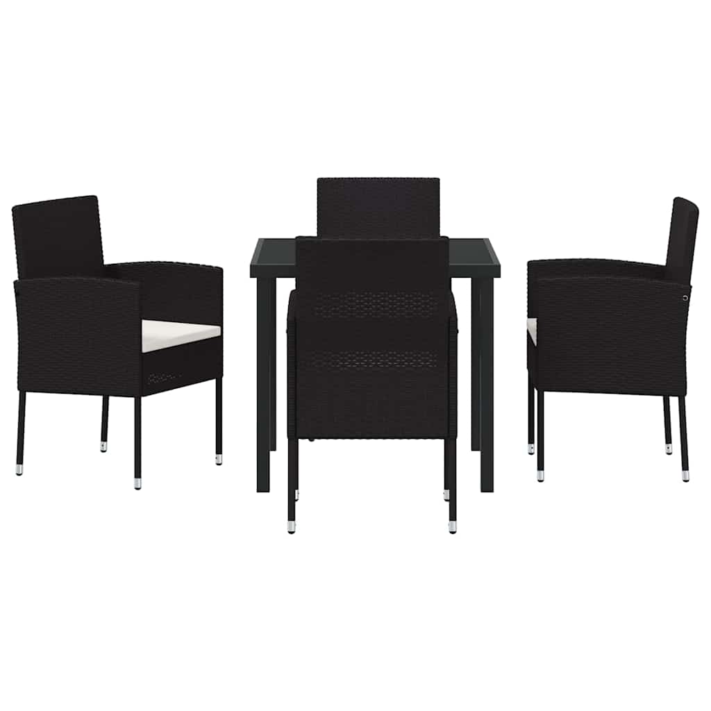 Have Spisebordssæt 5 stk. Sort polyrattan