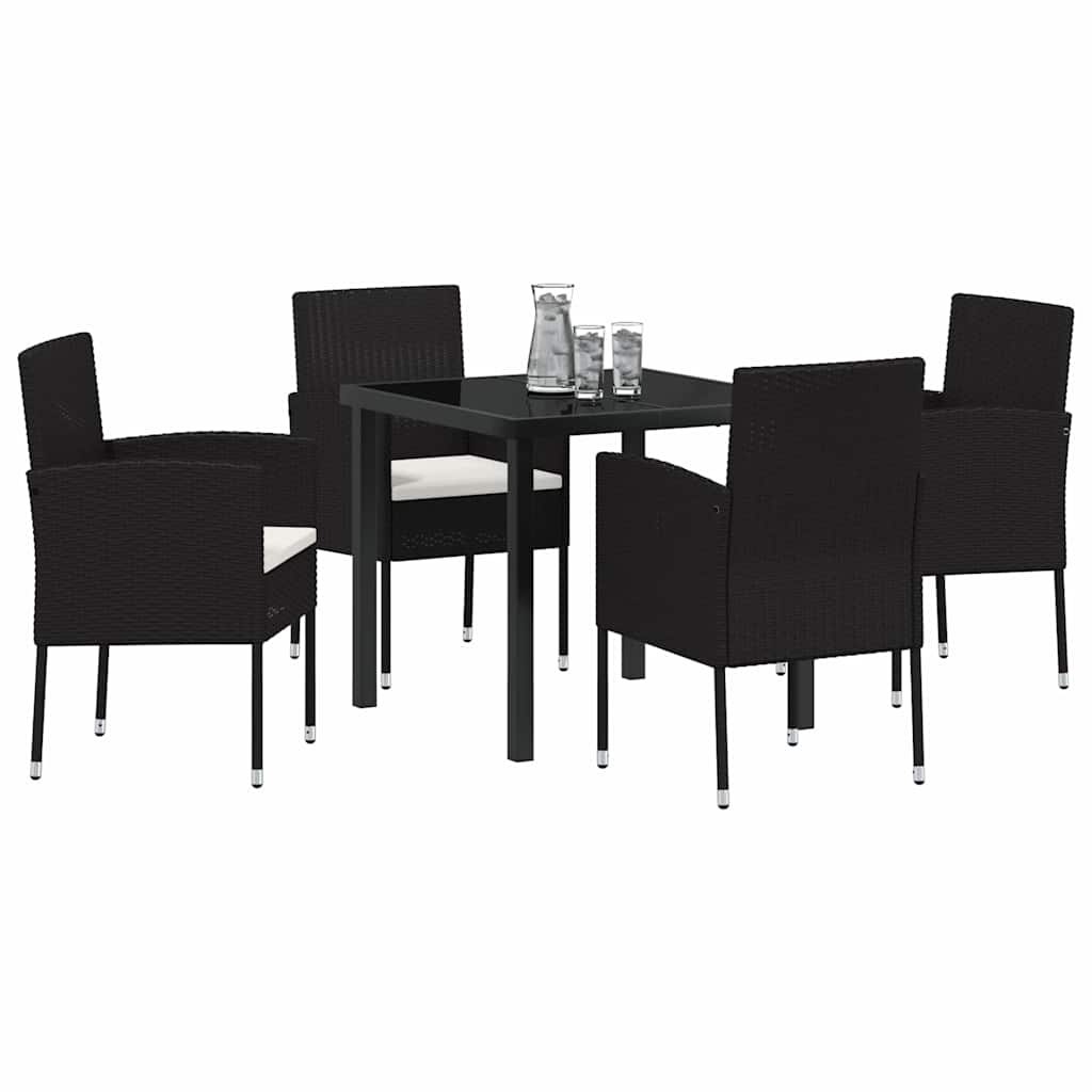 Have Spisebordssæt 5 stk. Sort polyrattan