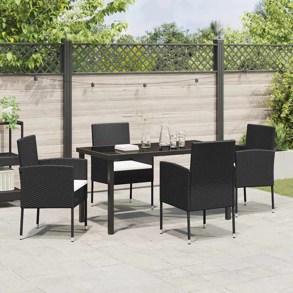 Have Spisebordssæt 5 stk. Sort polyrattan
