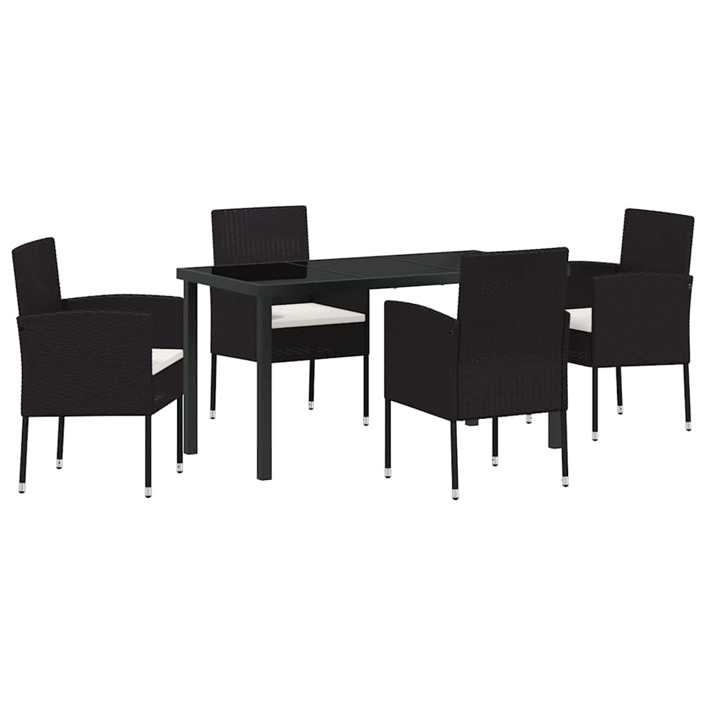 Have Spisebordssæt 5 stk. Sort polyrattan