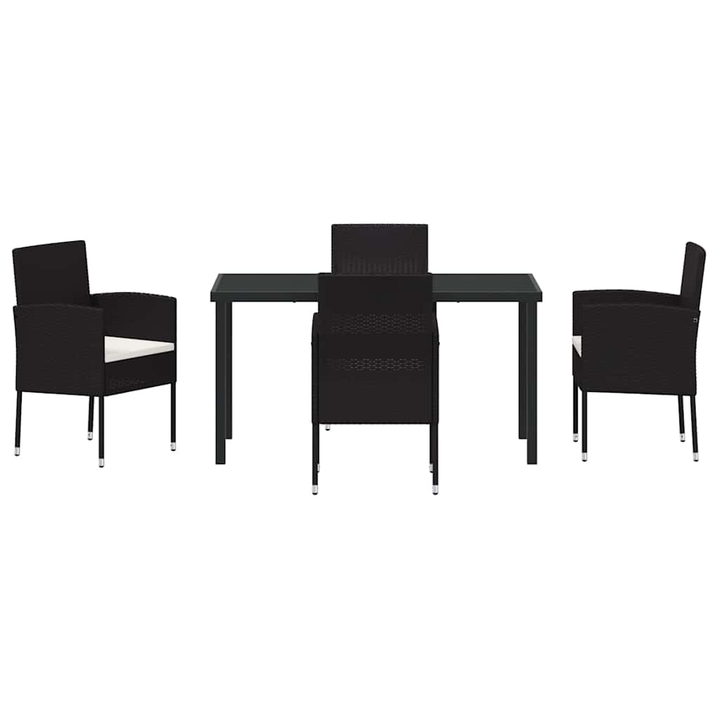 Have Spisebordssæt 5 stk. Sort polyrattan