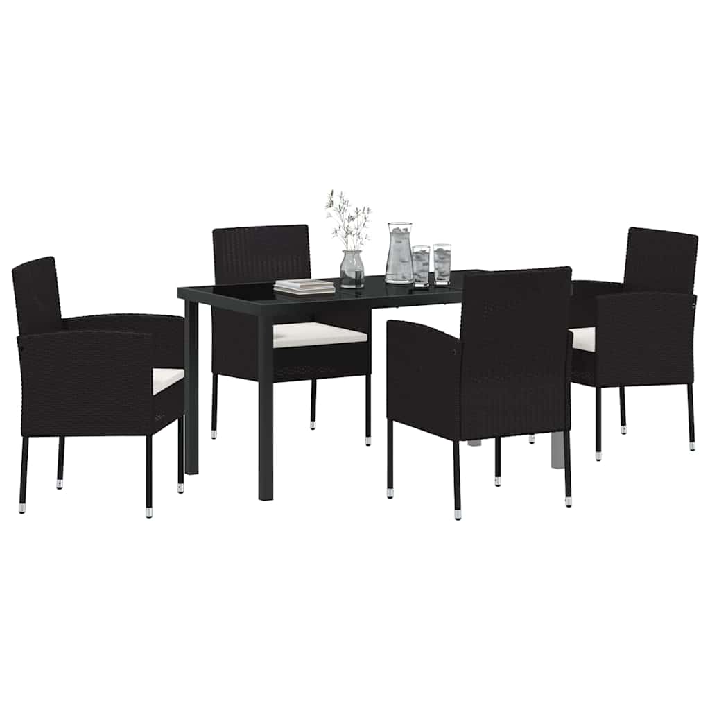 Have Spisebordssæt 5 stk. Sort polyrattan